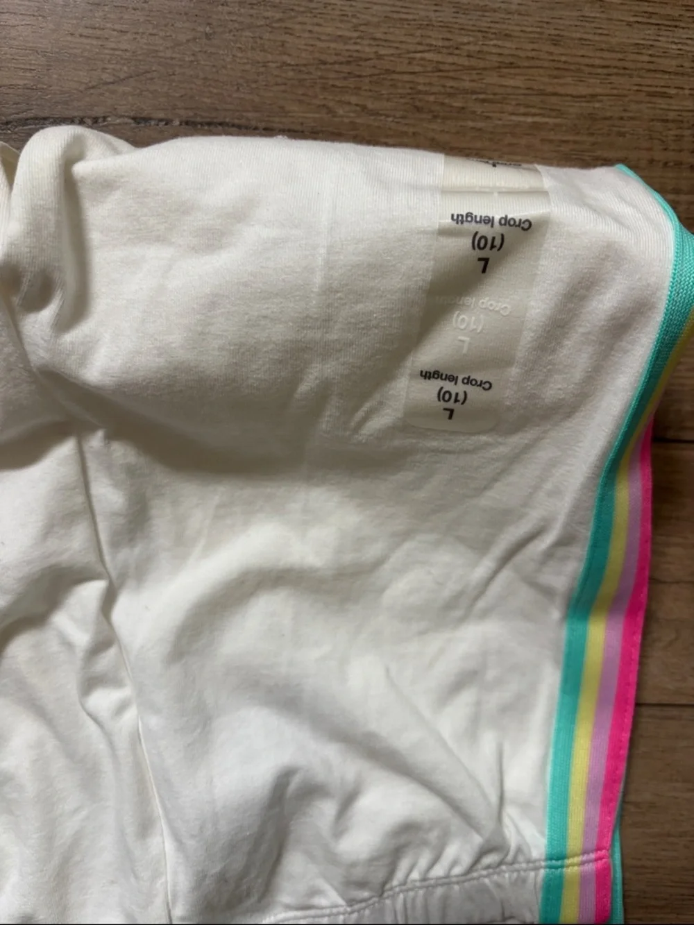 BUNDLE $3/$15  GAP Cream Leggings with Pink, Yellow & Teal Side Stripes cropped